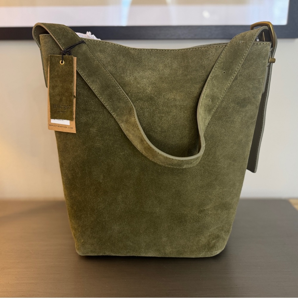Margot Olive Green Suede Shoulder Bag